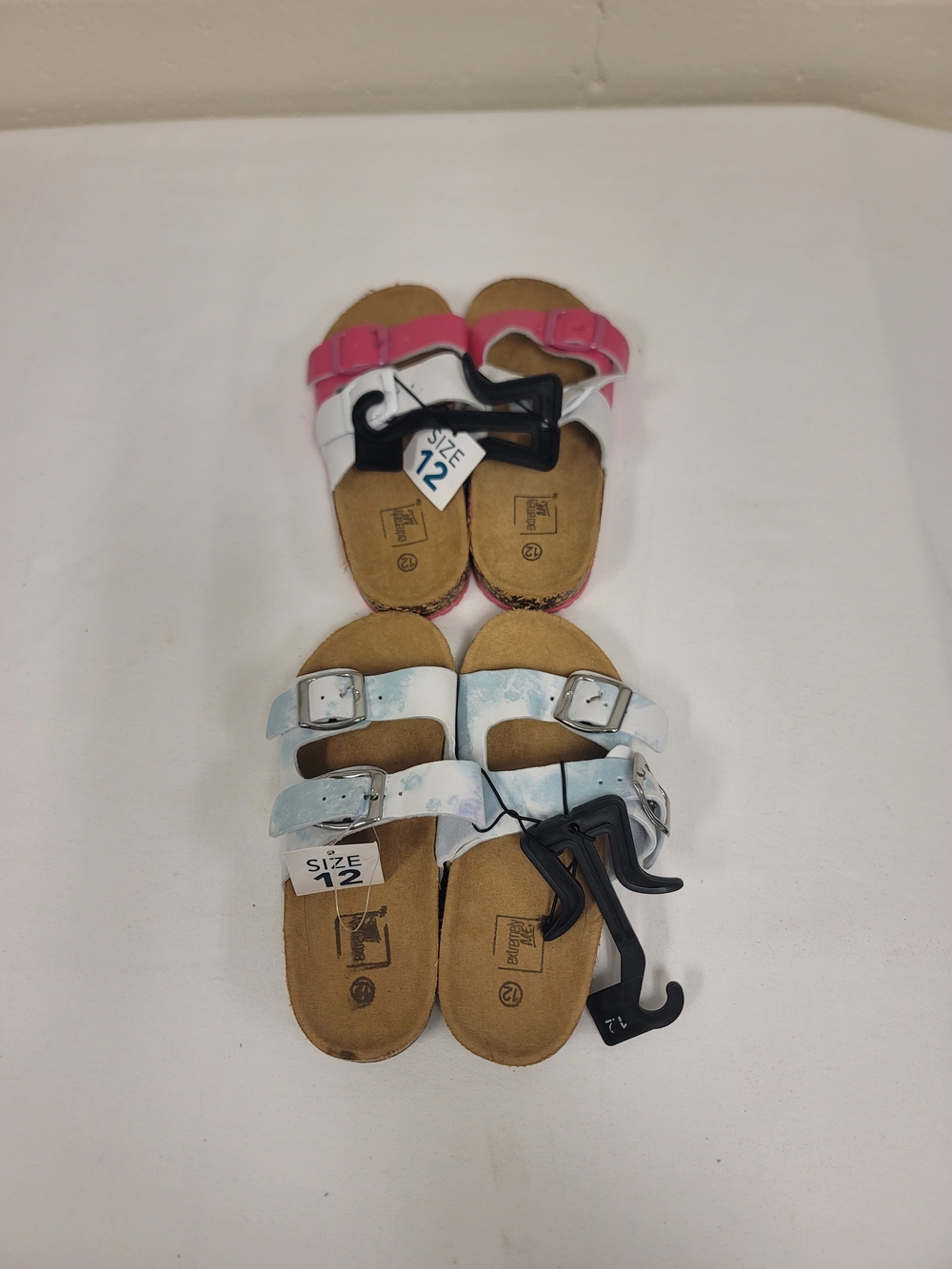 Kids Double-Buckle Sandals in Pink and Light Blue - Size 12